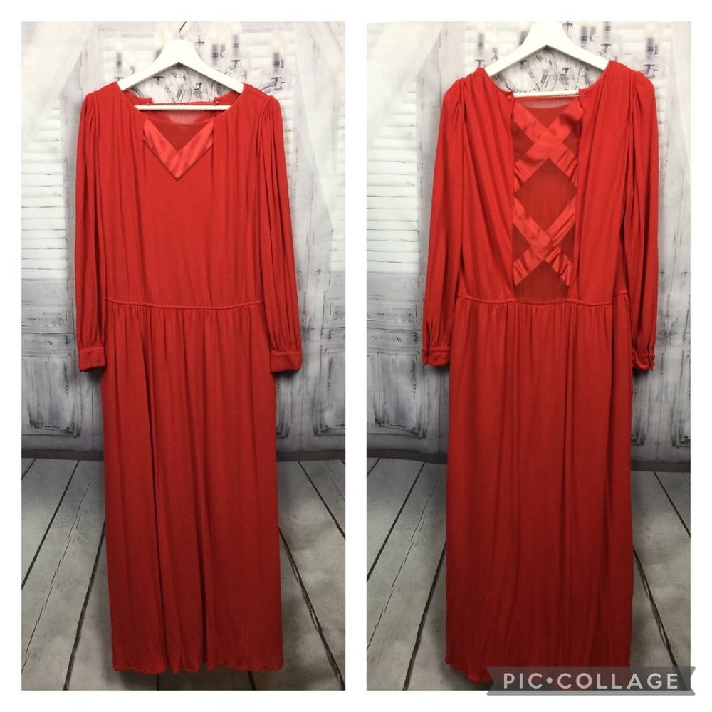 Louis Feraud Vintage 80s Red Maxi Dress 38